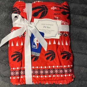 NBA Red Basketball Raptors Print Ladies PJ Set